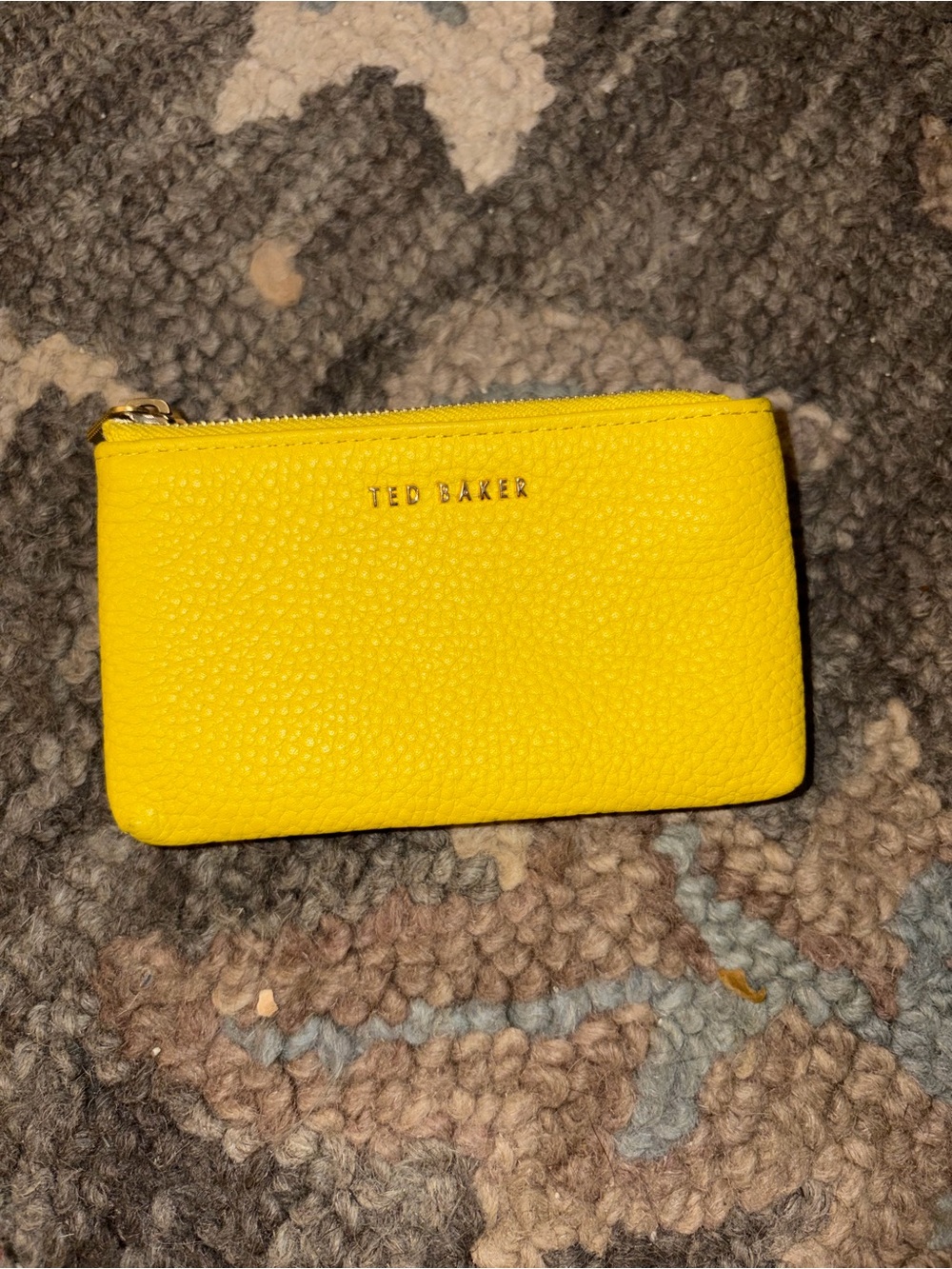 Ted Baker Bright Yellow Pebbled Leather Card Pouch